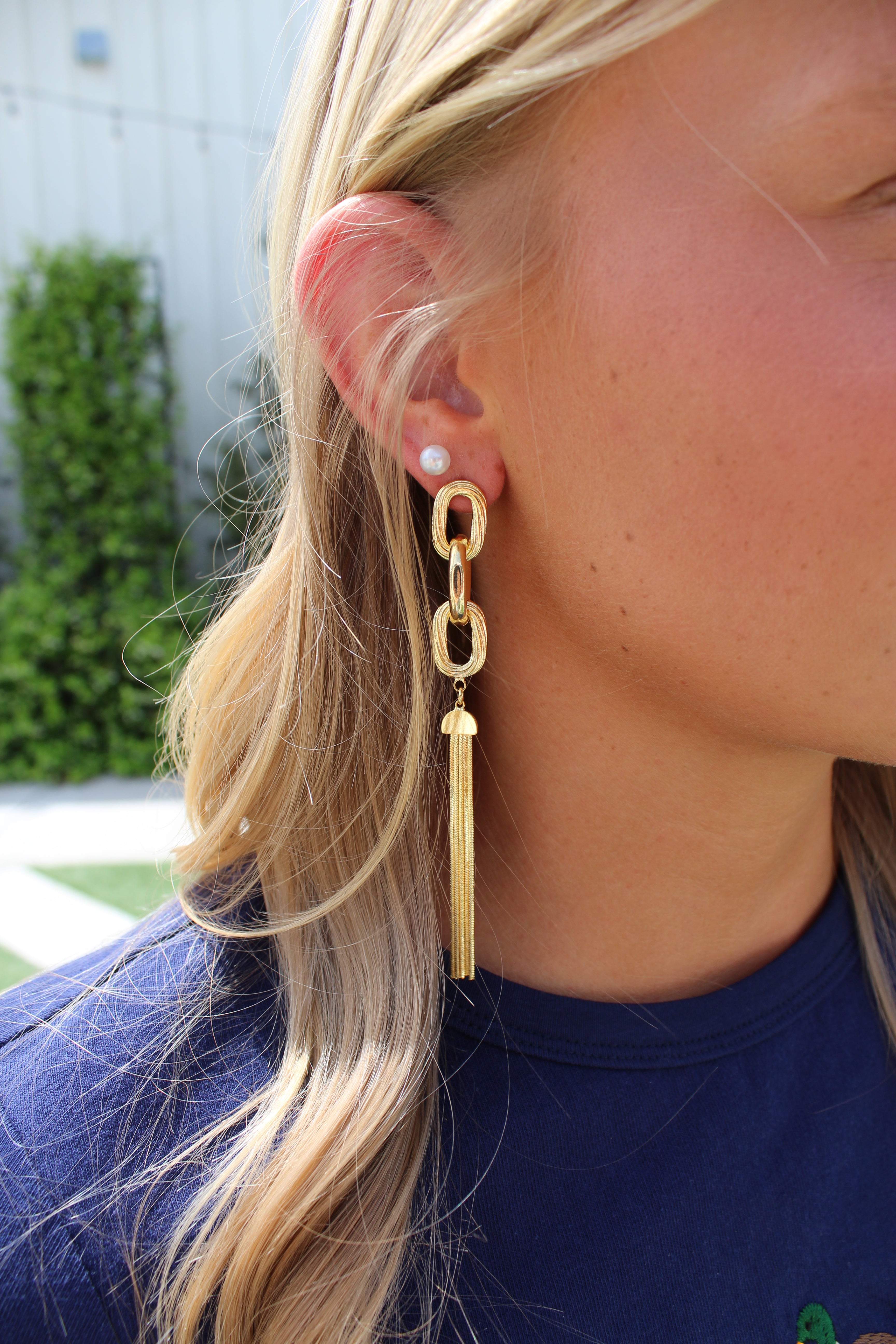 Link & Tassel Drop Earrings